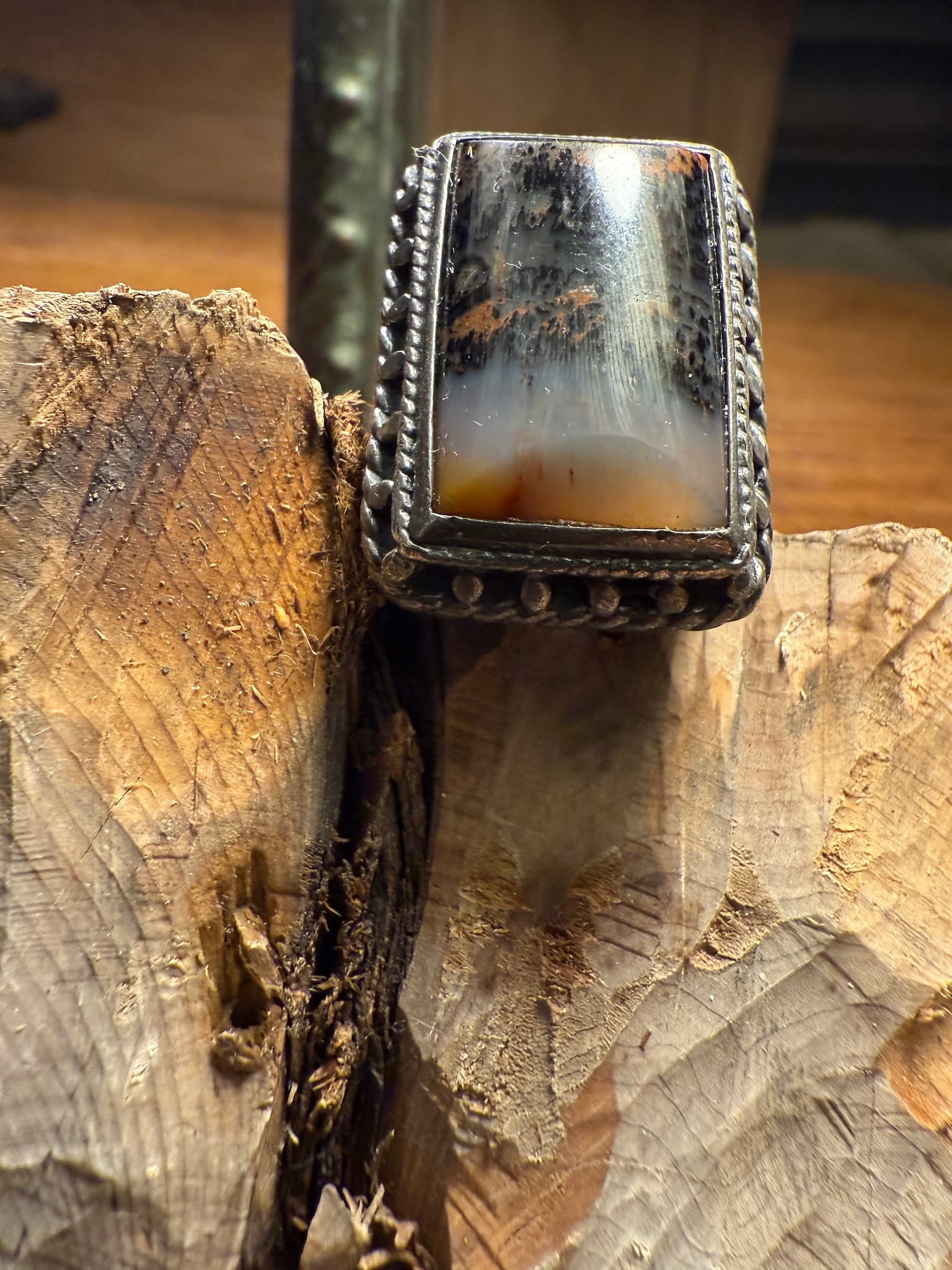 Agate Stone Rectangular Ring