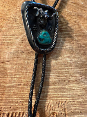 Bighorn Sheep Turquoise Bolo Tie