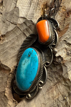 Blue Gem Turquoise Coral Pendant