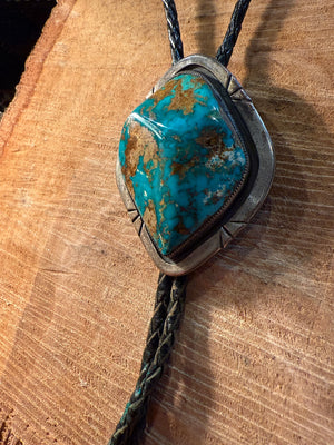 Diamond Pendant Turquoise Bolo Tie