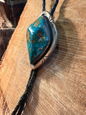 Diamond Pendant Turquoise Bolo Tie