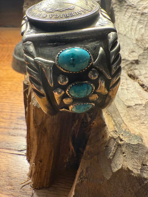 J. Martinez Silver Dollar Turquoise Cuff
