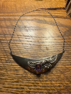 Lavender Amethyst Crescent Bib Necklace