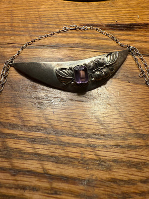Lavender Amethyst Crescent Bib Necklace