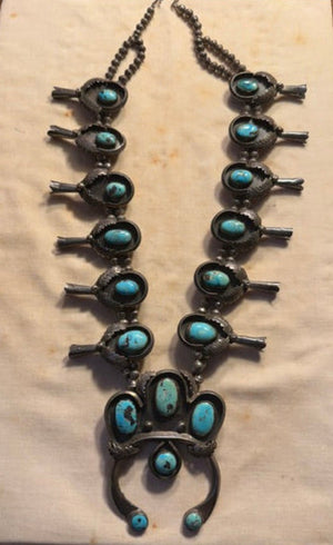 Lyre Shape Naja Squash Blossom Necklace
