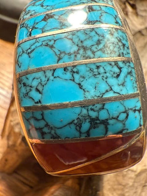 Morenci Turquoise Heavy Silver Channel Inlay Bracelet