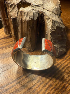 Morenci Turquoise Heavy Silver Channel Inlay Bracelet