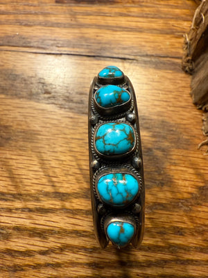 Nevada Blue Five Stone Turquoise Bracelet