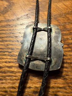 Old Pawn Morenci Turquoise & Coral Bolo Tie