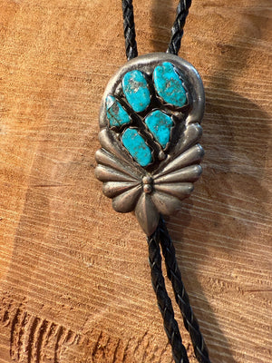 Old Zuni Butterfly Turquoise Bolo Tie