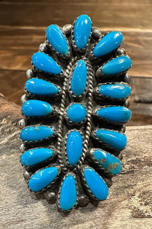 Oval Petit Point Turquoise Ring