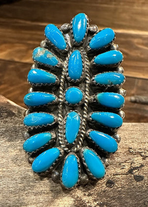 Oval Petit Point Turquoise Ring