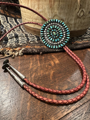 Petit Point Turquoise Bolo Tie