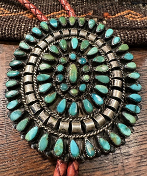 Petit Point Turquoise Bolo Tie