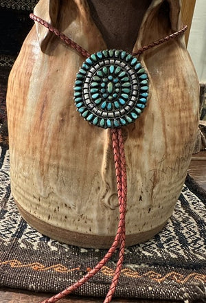 Petit Point Turquoise Bolo Tie