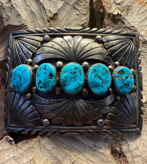 Silver Turquoise Belt Buckle