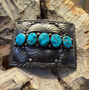Silver Turquoise Belt Buckle