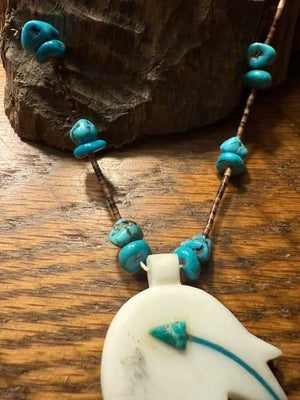 Spirit Bear Morenci Turquoise Heishi Necklace