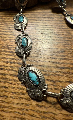 Stone and Silver Link Concha Belt