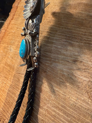 T. Henderson Sterling Silver & Turquoise Bolo Tie