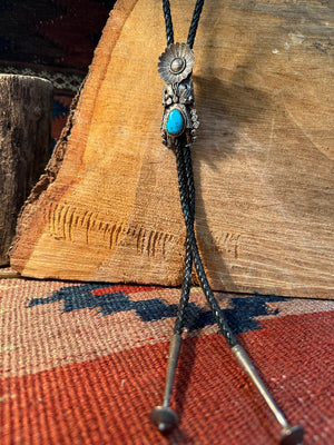 T. Henderson Sterling Silver & Turquoise Bolo Tie