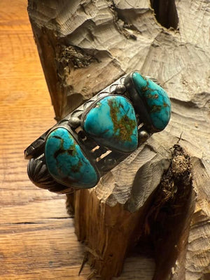 Three Stone Turquoise Cuff Bracelet