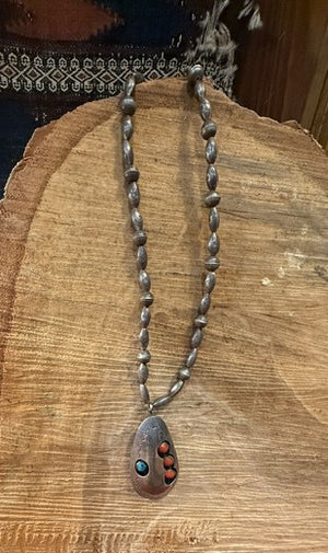 Tire Coral Turquoise Shadow Box Necklace