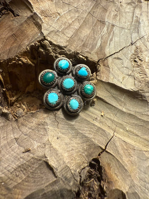 Turquoise 7 Stone Cluster Ring