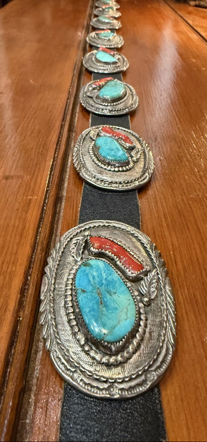 Turquoise Coral Concho Belt