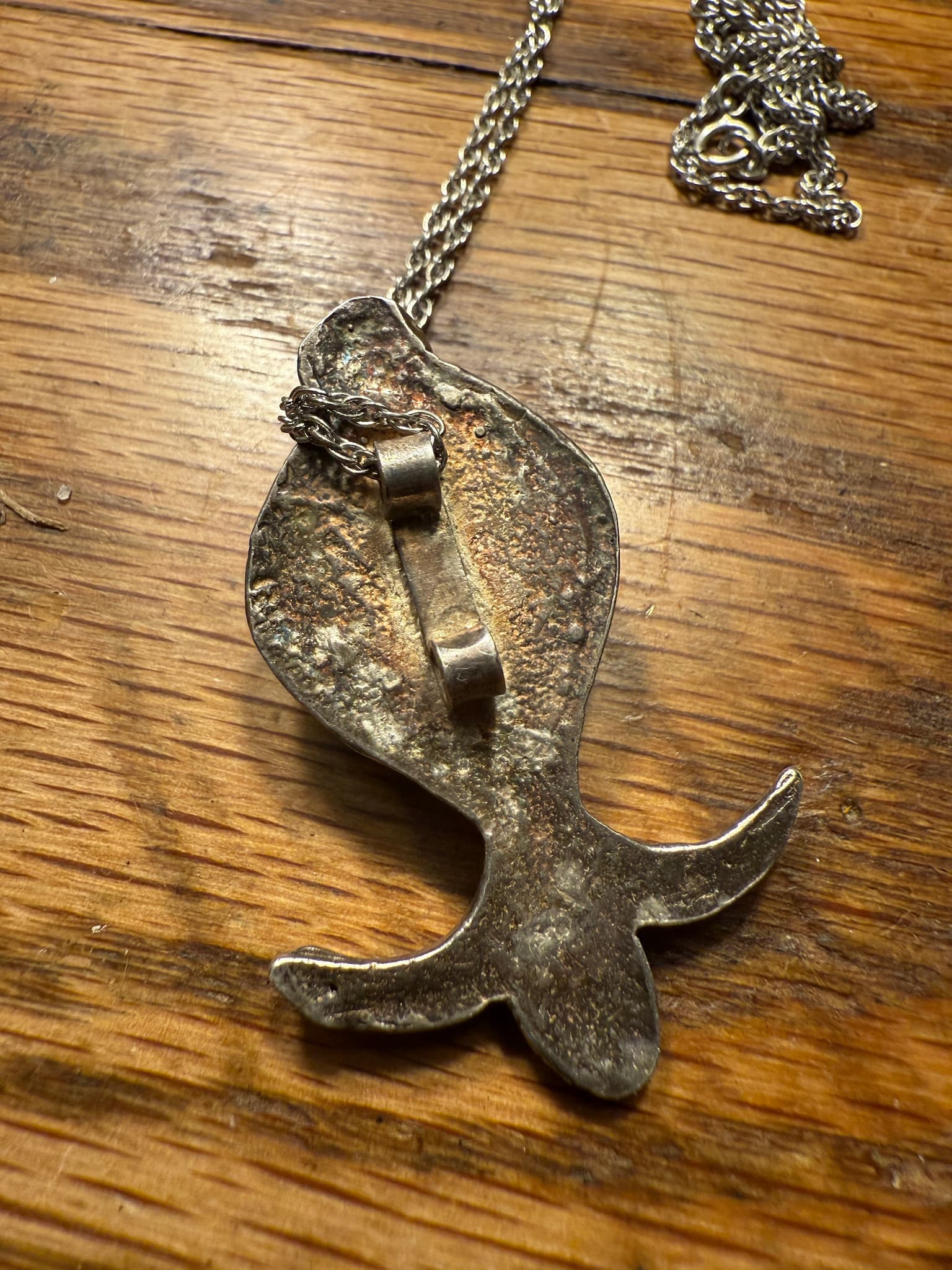 Turquoise Sand-Cast Squash Blossom Pendant Necklace