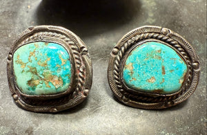 Variegated Blue Turquoise Clip Back Earrings
