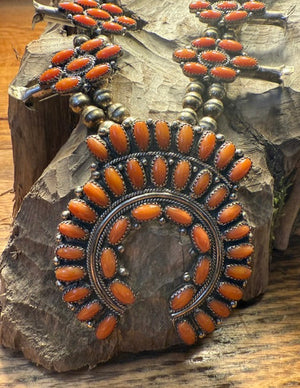 Vintage Spiny Oyster Squash Blossom Necklace