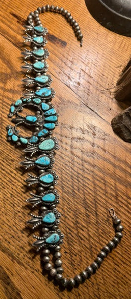 Zuni Morenci Squash Blossom Necklace