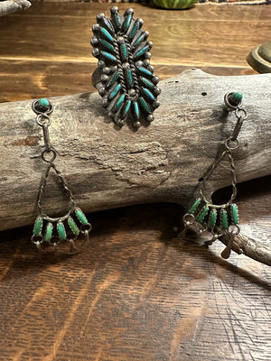 Zuni Needle Ring and Earrings