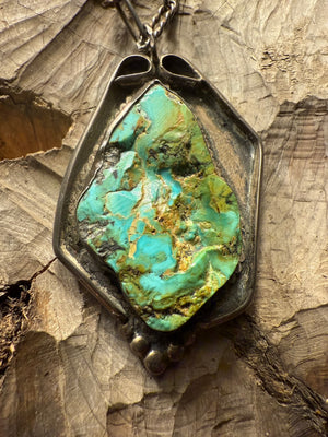 Zuni Turquoise Slab Pendant Necklace