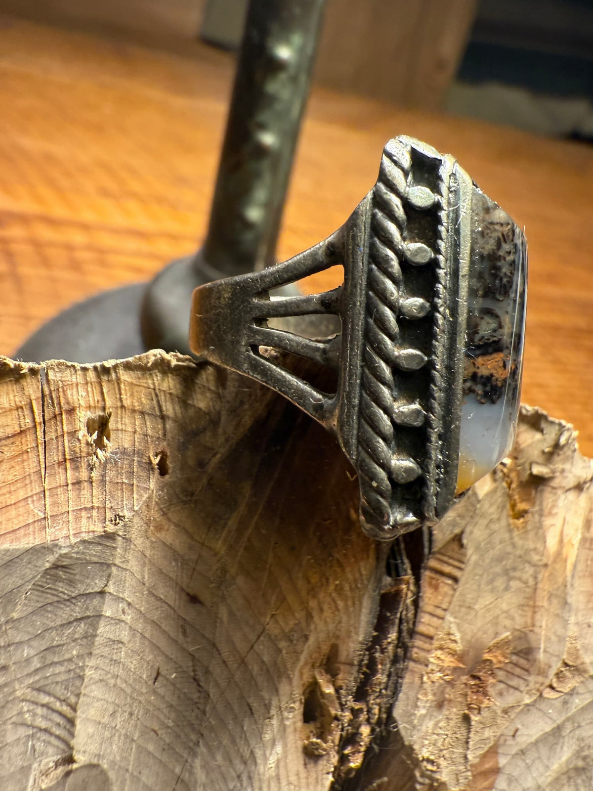 Agate Stone Rectangular Ring