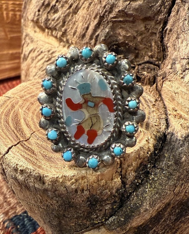 Apache Dancer Turquoise Coral Ring