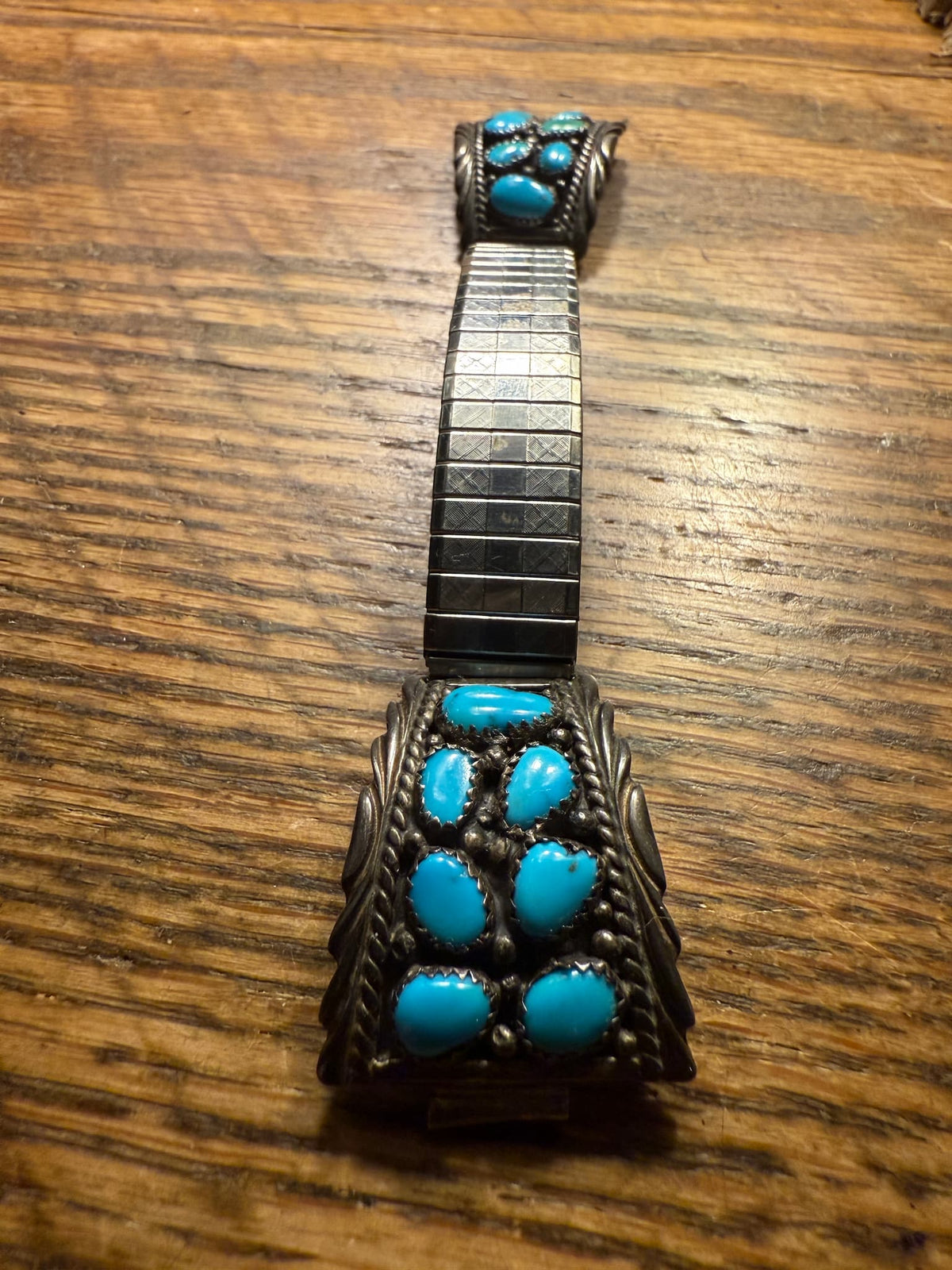 Art Yellowhorse Morenci Turquoise Watch Band Tips