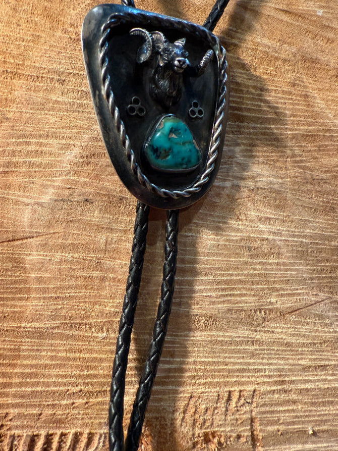 Bighorn Sheep Turquoise Bolo Tie 