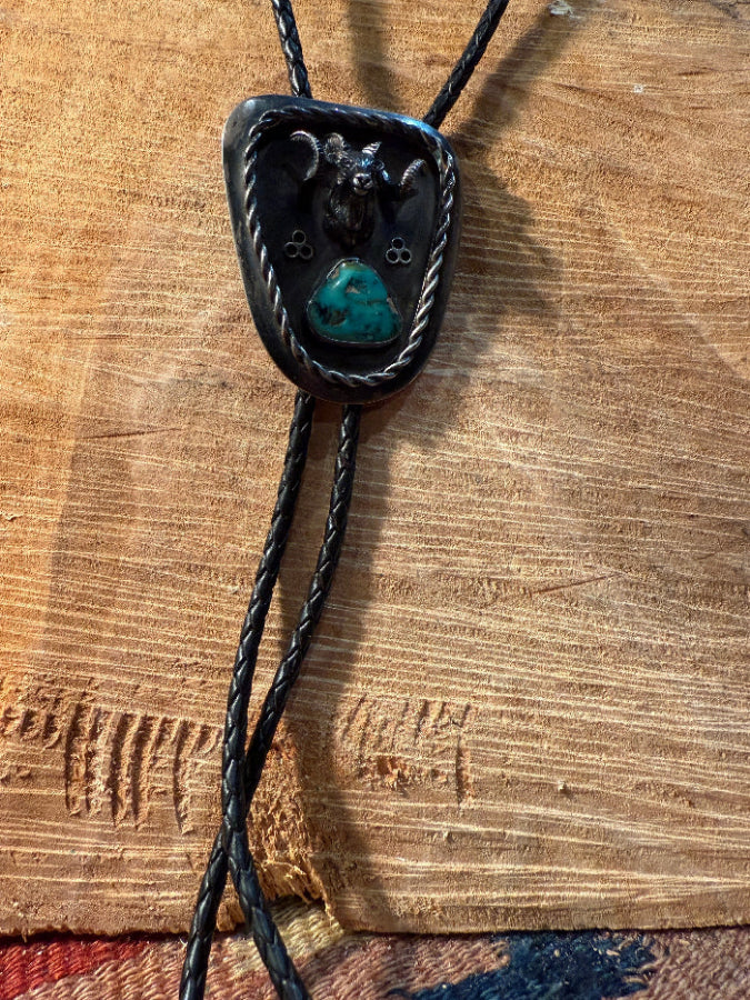 Bighorn Sheep Turquoise Bolo Tie 