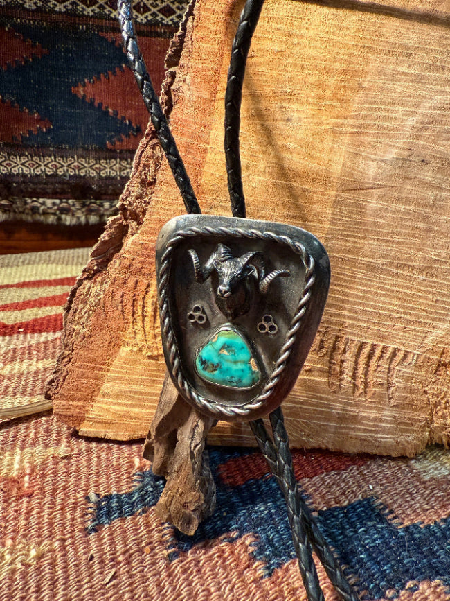 Bighorn Sheep Turquoise Bolo Tie