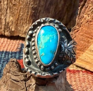 Blue Gem Leaf Ring