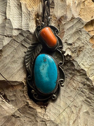 Blue Gem Turquoise Coral Pendant 