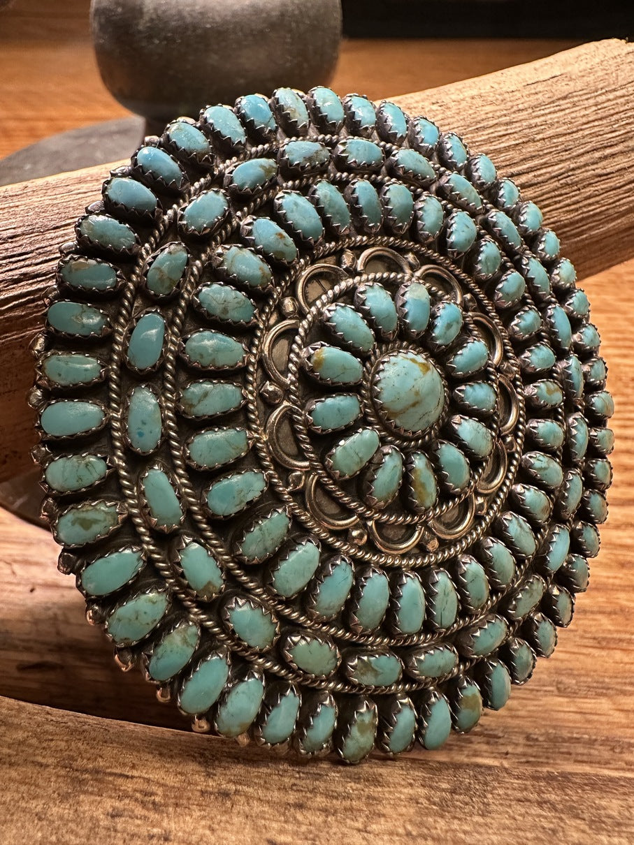 Blue Gem Turquoise Petit Point Pendant/Pin