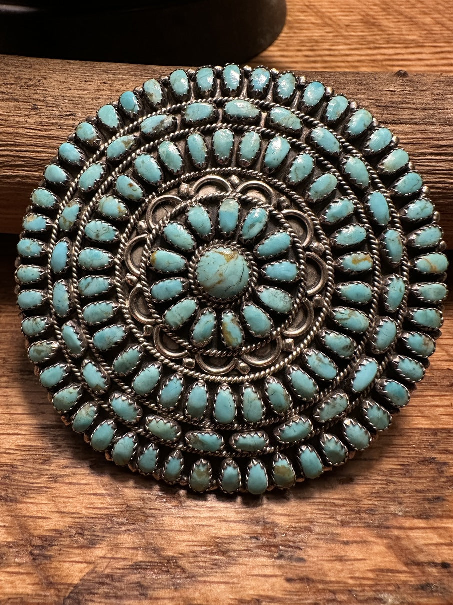 Blue Gem Turquoise Petit Point Pendant/Pin