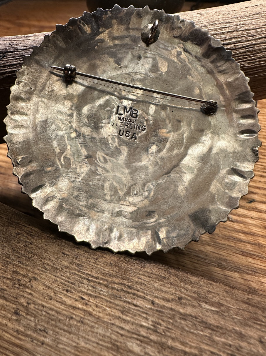 Blue Gem Turquoise Petit Point Pendant/Pin