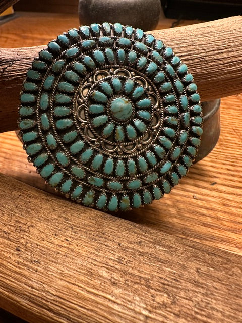 Blue Gem Turquoise Petit Point Pendant/Pin
