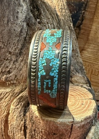Chip Inlay Method Turquoise Chip Inlay Bracelet | Genuine Turquoise Bracelets | Authentic Coral ...