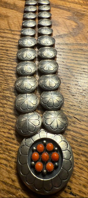 Coral Flower Disc Necklace