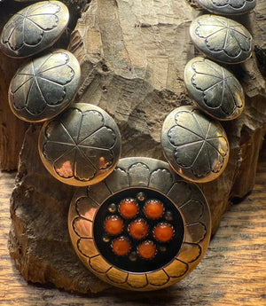Coral Flower Disc Necklace